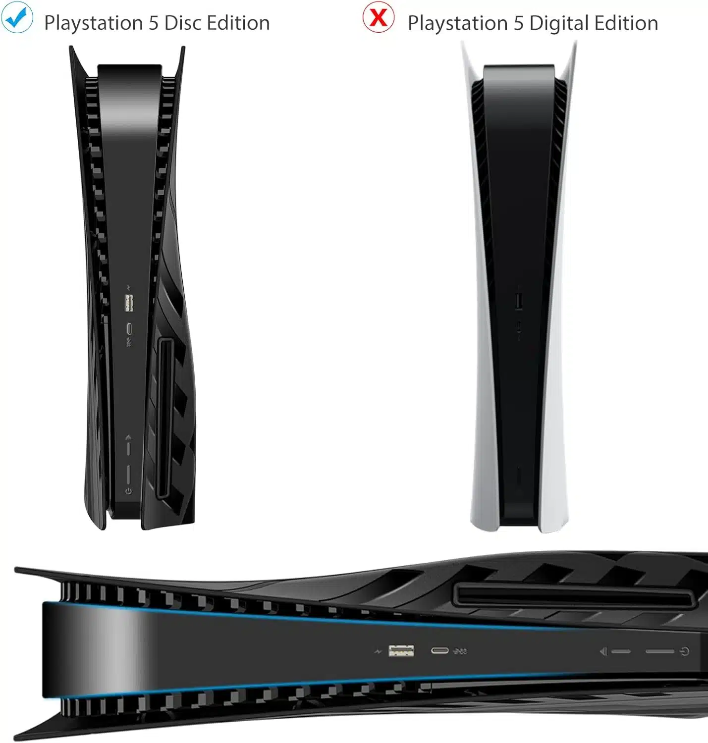 Coques de Protection pour Console – Mooroer, Faceplates Rigides Antirayures et Imperméables pour PlayStation 5 Édition Standard – Noir – Image 2