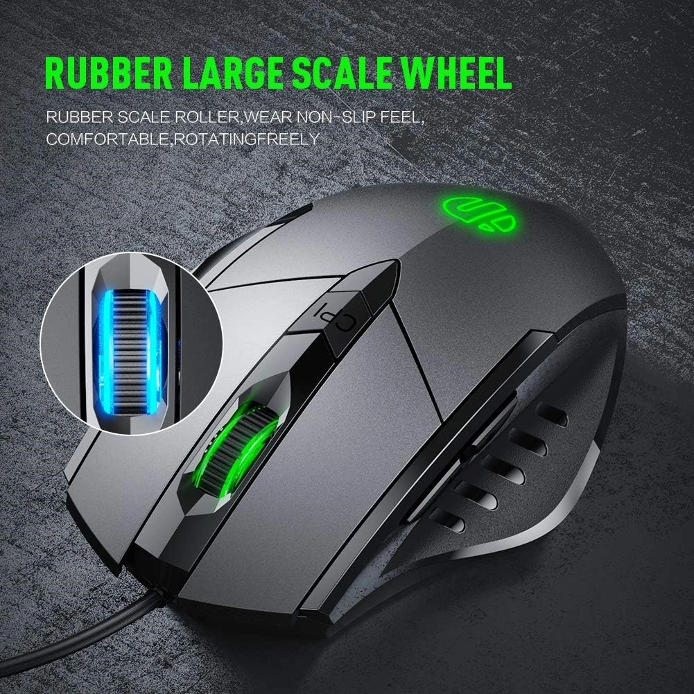Souris Filaire Inphic – 6 Boutons, 4000 DPI, Câble USB 1,5 m – Compatible PC / Ordinateur Portable – Gris – Image 4