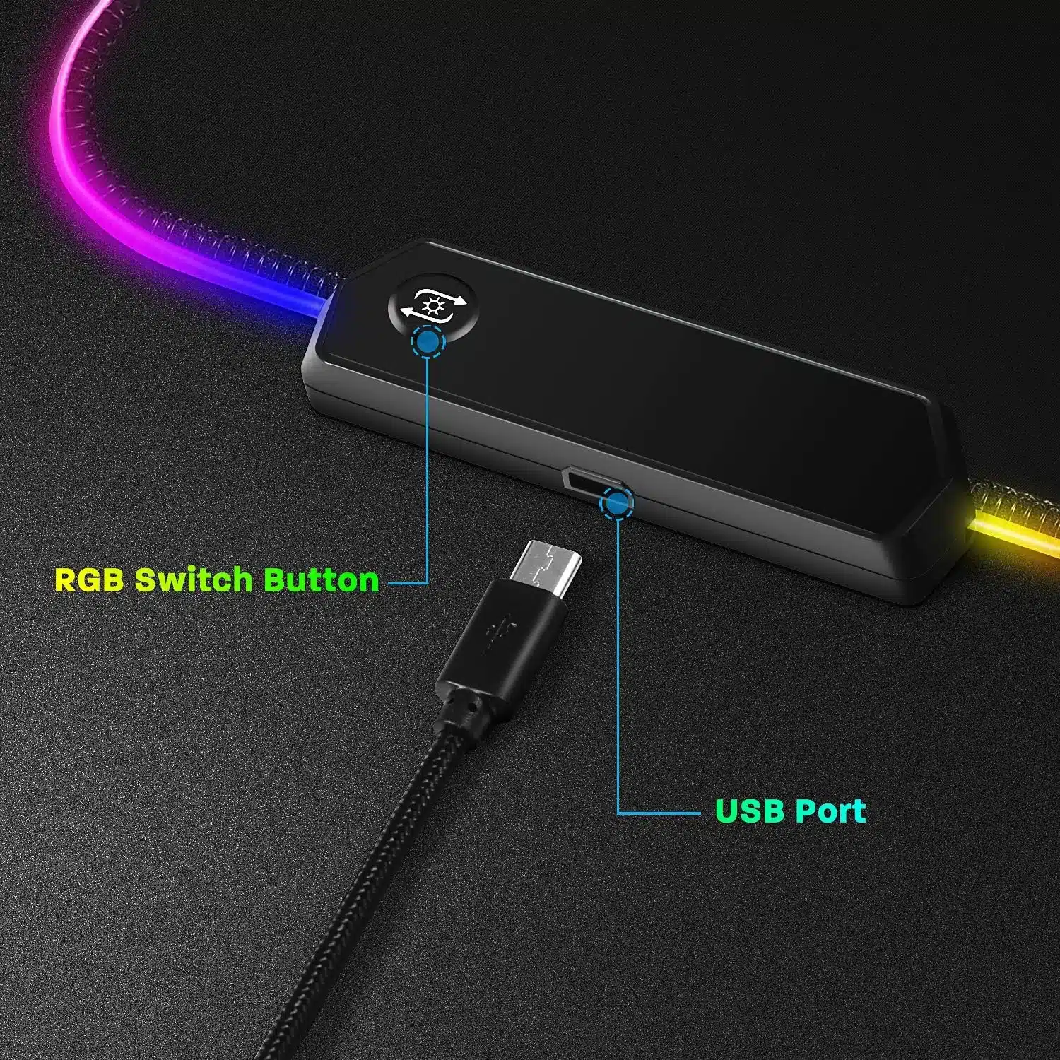 Tapis de Souris Gaming – LeadsaiL RGB, XXL 80×30 cm, 15 Modes LED, Base Antidérapante – Noir – Image 4
