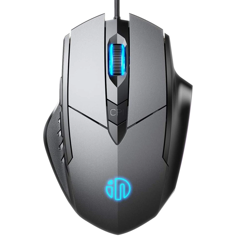 Souris Filaire Inphic – 6 Boutons, 4000 DPI, Câble USB 1,5 m – Compatible PC / Ordinateur Portable – Gris