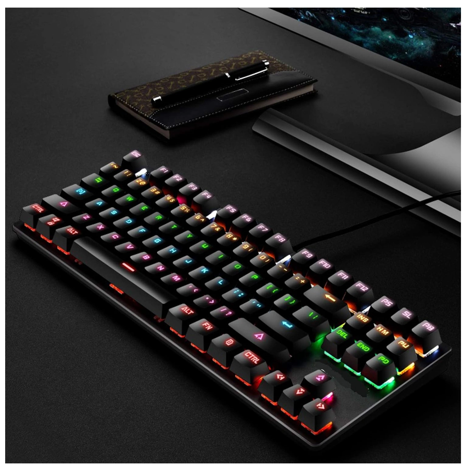 Clavier Gamer Filaire – HMTE Mécanique 87 Touches, Rétroéclairage RGB – Image 3